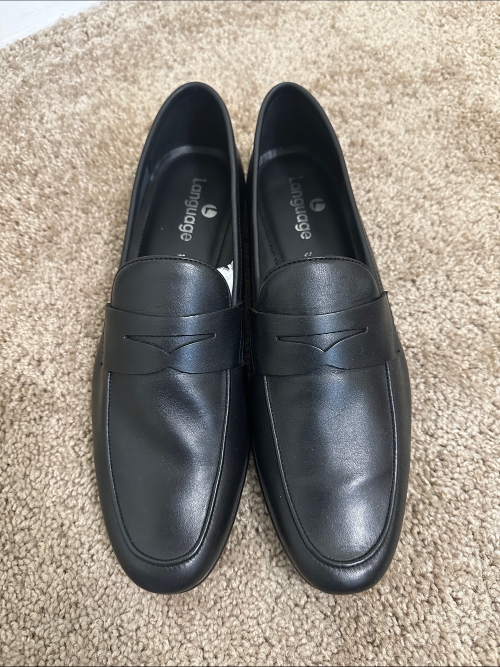 Language Men's Black Leather Penny Loafers